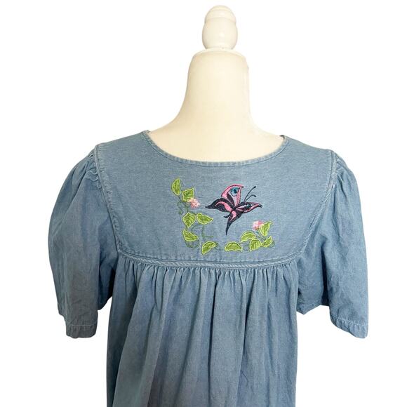 Vintage Bechamel Embroidered Denim Dress Medium - Picture 9 of 13